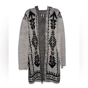 Pinklicious Knit Cardigan Sweater Beige Multi Hooded